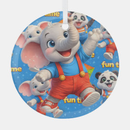 Danny and Dave elephant and panda Funtime Christma Glas Ornament
