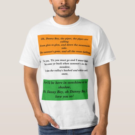 Danny Boy St Patrick's Day songtekst T-shirt (Voorkant)
