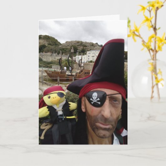 Danny Duck de Pirate Birthday kaart (Gele Bloem)