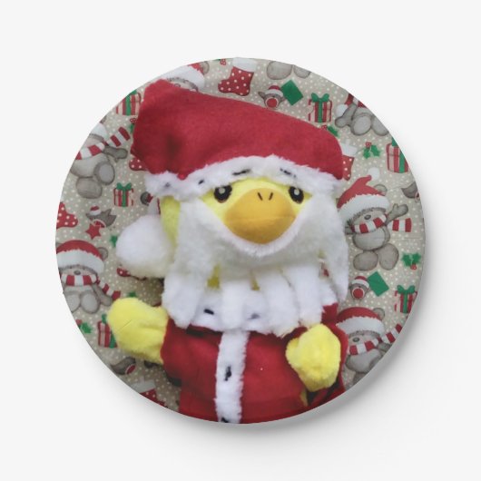 Danny Duck Père Noël. Assiettes en Papier. (Devant)