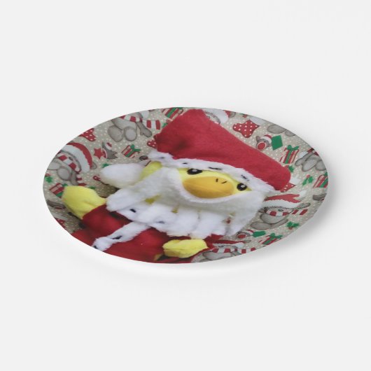 Danny Duck Père Noël. Assiettes en Papier. (Angle)