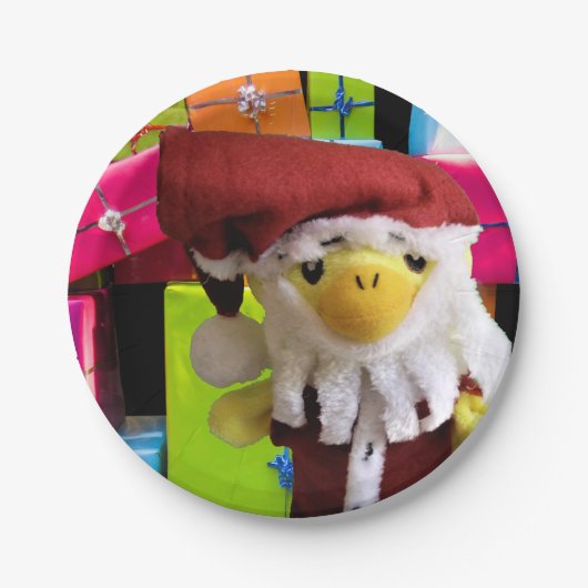 Danny Duck Père Noël. Assiettes en Papier. (Devant)