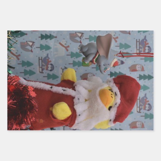 Danny Duck Santa. Boom-versiering Inpakpapier Vel (Voorkant)