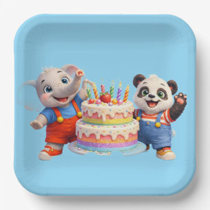 Danny en Dave, verjaardagstaart feestborden Papieren Bordje