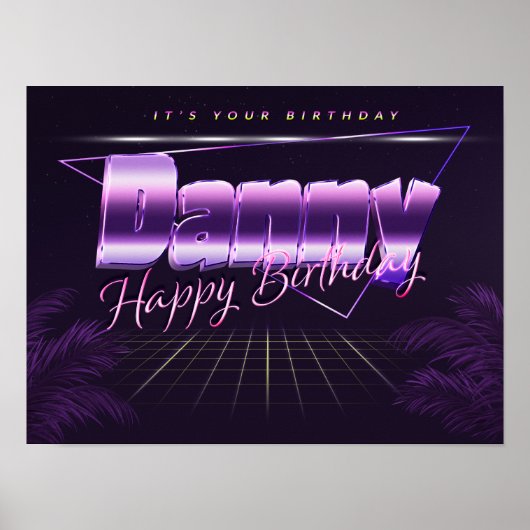 Danny Nom Vorname lila retro Poster Geburtstag (Devant)