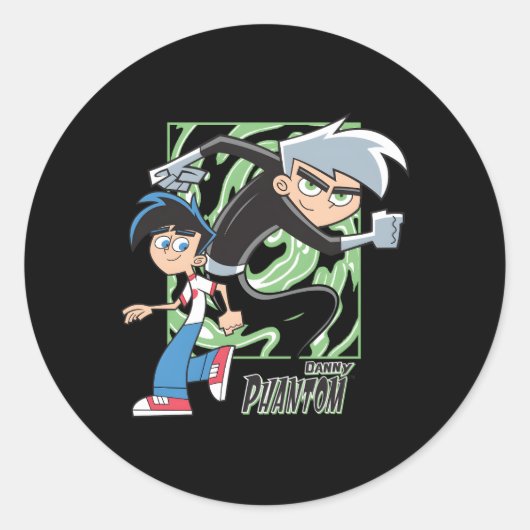 Danny Phantom met Danny en Phantom Ronde Sticker (Voorkant)