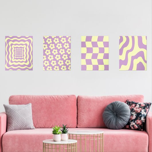 Danois Pastel Abstrait jaune violet (Salon)