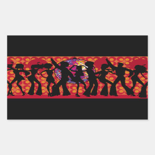 dans-295134 dansfeest disco muziek 60 ies silhou rechthoekige sticker