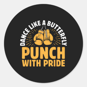Dans als een vlinderslag met Pride Boxer Sport Ronde Sticker