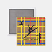 Dans als Piet Mondrian Modern Art Magneet (Voorkant / Achterkant)