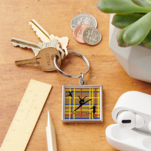 Dans als Piet Mondrian Modern Art Sleutelhanger