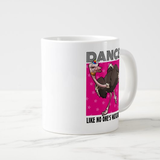 Dans alsof niemand kijkt Grappige Cartoon Struisvo Extra Grote Beker (Voorkant rechts)