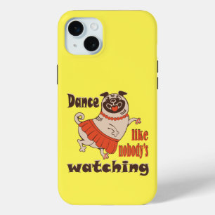 Dans alsof niemand naar meiden kijkt Pug Dog iPhone 15 Mini Hoesje