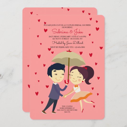 Dans Amour Couples Douche Invitation (Devant / Derrière)