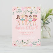 Dans and Twirl Floral Ballet Birthday Kaart (Staand voorkant)