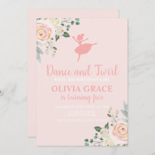 Dans and Twirl Floral roze Ballet Birthday Kaart