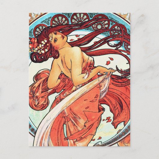 Dans -  Art Nouveau van Mucha Briefkaart (Voorkant)