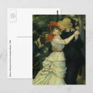 Dans bij Bougival van Pierre Renoir, Vintage Kunst Briefkaart