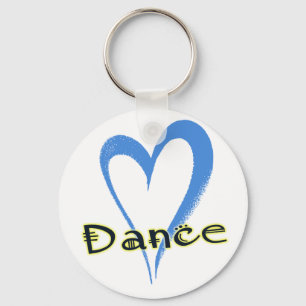 Dans blauw hart sleutelhanger