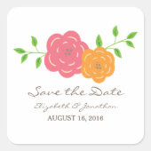 Dans Bloom Red Orange Save the Date Stickers (Devant)