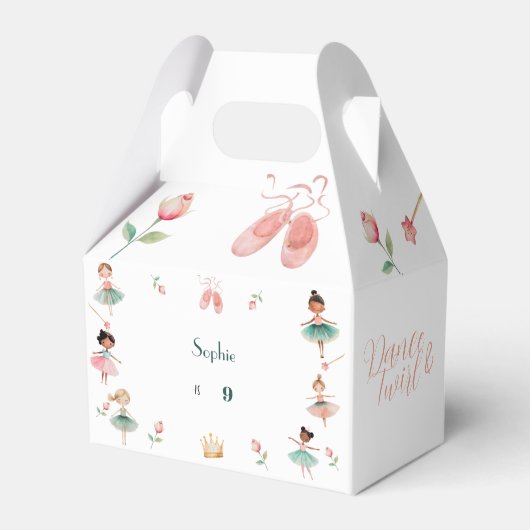 Dans & draai meisje verjaardagsfeest bedankdoosjes (Voorkant Zijde)