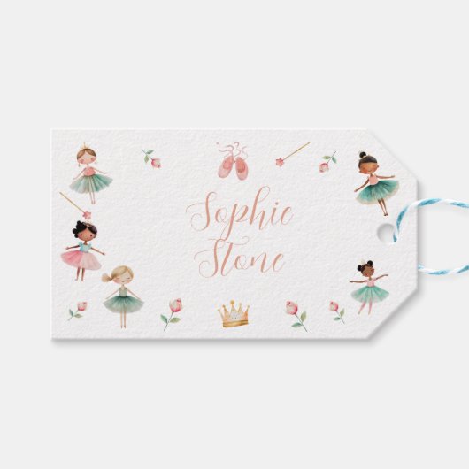 Dans & draai meisje verjaardagsfeest cadeaulabel (Voorkant (Horizontaal))