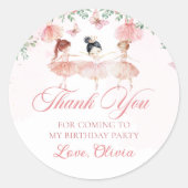 Dans en draai Ballerina Verjaardagsfeest Sticker (Voorkant)