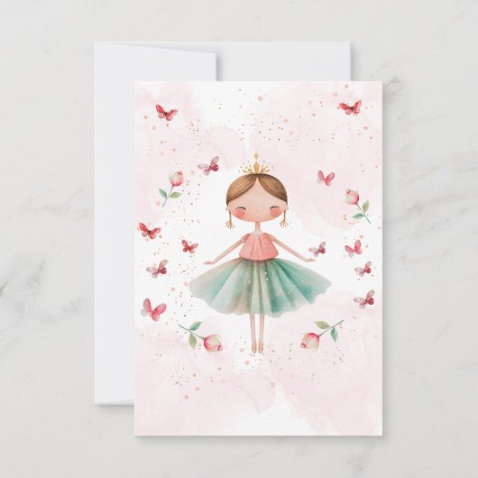 Dans en draai schattige ballerina ballet kind verj bedankkaart (Achterkant)