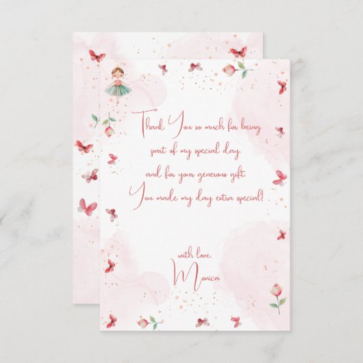 Dans en draai schattige ballerina ballet kind verj bedankkaart (Voorkant / Achterkant)