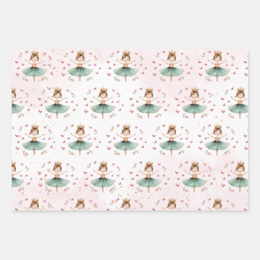 Dans en draai schattige ballerina ballet kind verj inpakpapier vel (Voorkant 2)