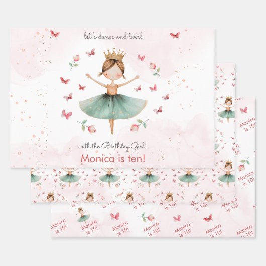 Dans en draai schattige ballerina ballet kind verj inpakpapier vel (Set)