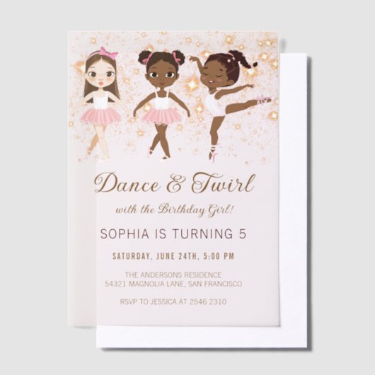 Dans en Kronkel Ballet Verjaardag Vellum Uitnodigingen (Offset)
