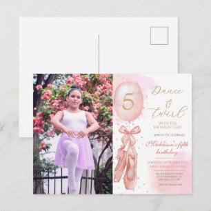 Dans en piroette Roze meisje Aangepaste foto verja Briefkaart