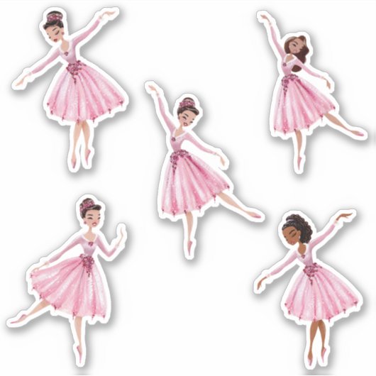 Dans- en twijgballerina-roze dansers sticker (Voorkant)