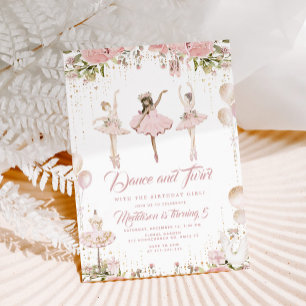 Dans en twirl ballerina blush roze verjaardag kaart