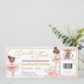 Dans en Twirl Ballerina Party Ticket Uitnodiging (Staand voorkant)
