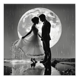 Dans in de regen - Moonlit Romance Foto Afdruk