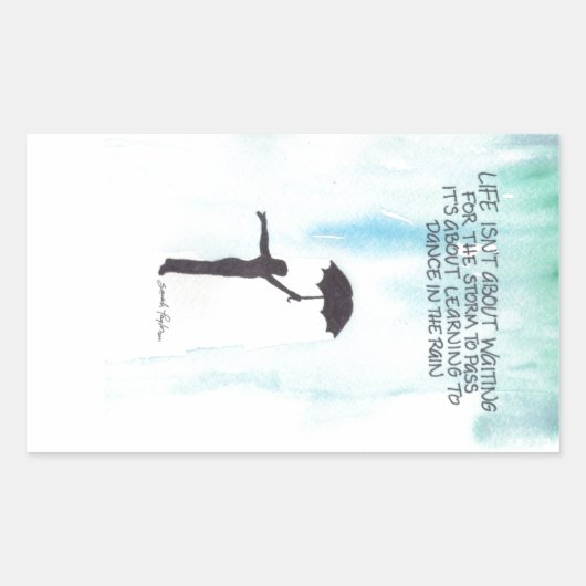 Dans in de regen rechthoekige sticker (Voorkant)