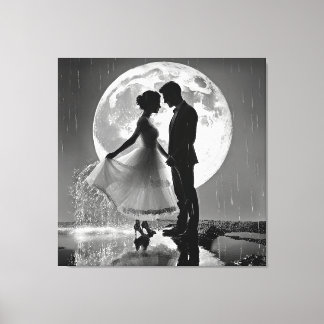 "Dans in de regen – romantiek in het maanlicht" Canvas Afdruk