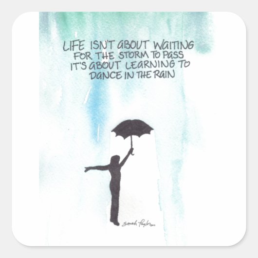 Dans in de regen vierkante sticker (Voorkant)