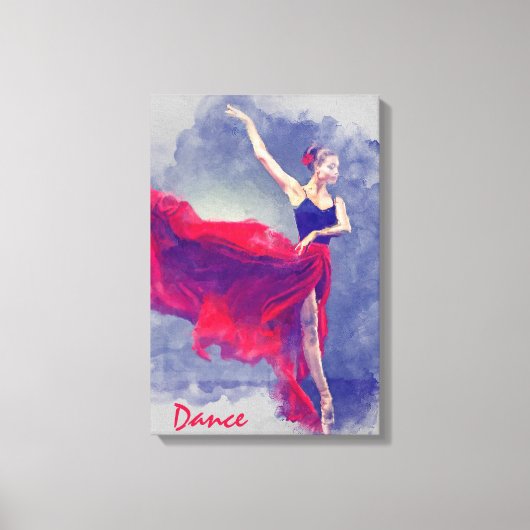 Dans kunst, danser, ballet, rood, zwart canvas Pri (Voorkant)