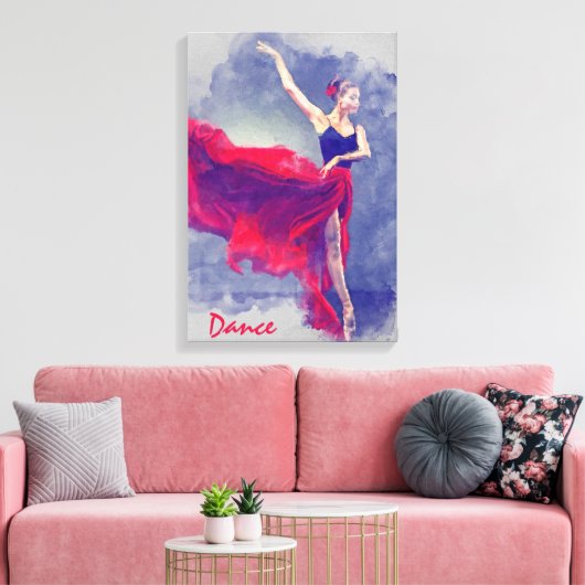Dans kunst, danser, ballet, rood, zwart canvas Pri (Insitu (Woonkamer))