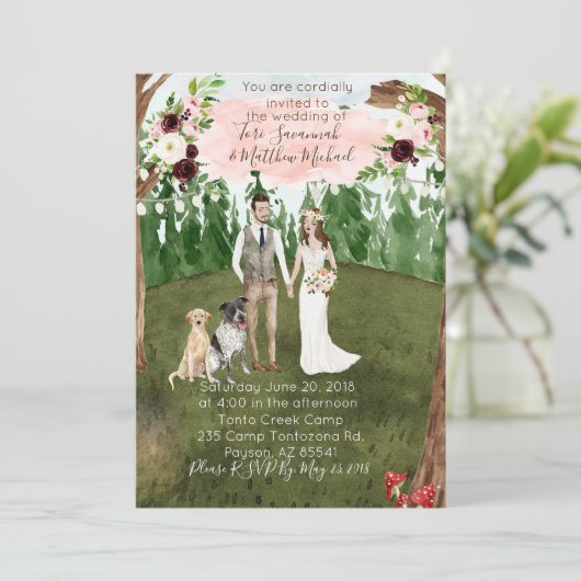 Dans la Faire-part de mariage forestière avec chie (Debout devant)