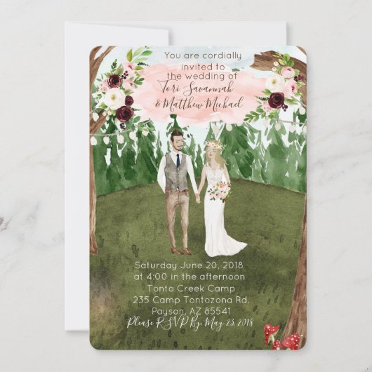 Dans La Faire-part de mariage Forestière Calme (Devant)