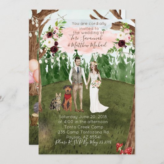 Dans La Forêt Faire-part de mariage - Brunette Bri (Devant / Derrière)