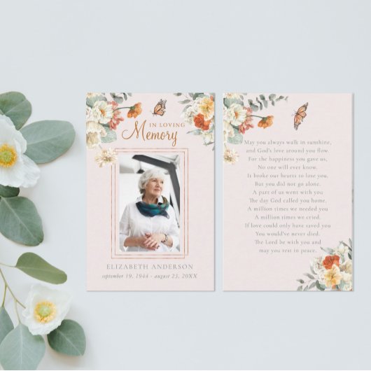 Dans la mémoire aimante | Carte de prière funérair