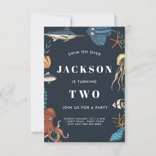 Dans La Mer Invitation Anniversaire Pour Enfants (Devant)