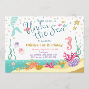 Dans la mer Invitation Anniversaire Sirène pourpre