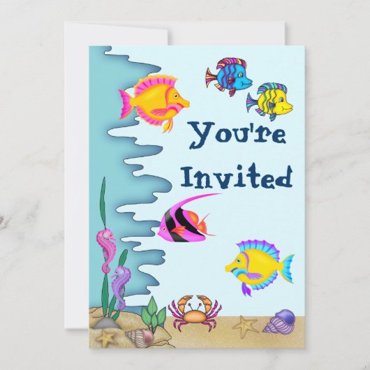 Dans la mer Invitation d'anniversaire pour les fil (Devant)
