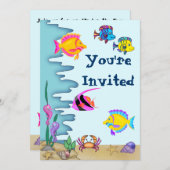 Dans la mer Invitation d'anniversaire pour les fil (Devant / Derrière)